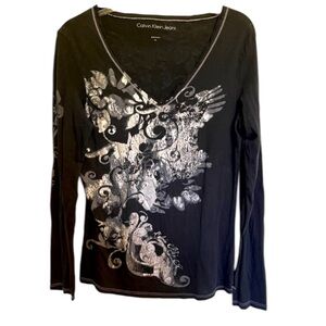 Calvin Klein Long Sleeve V Neck Top